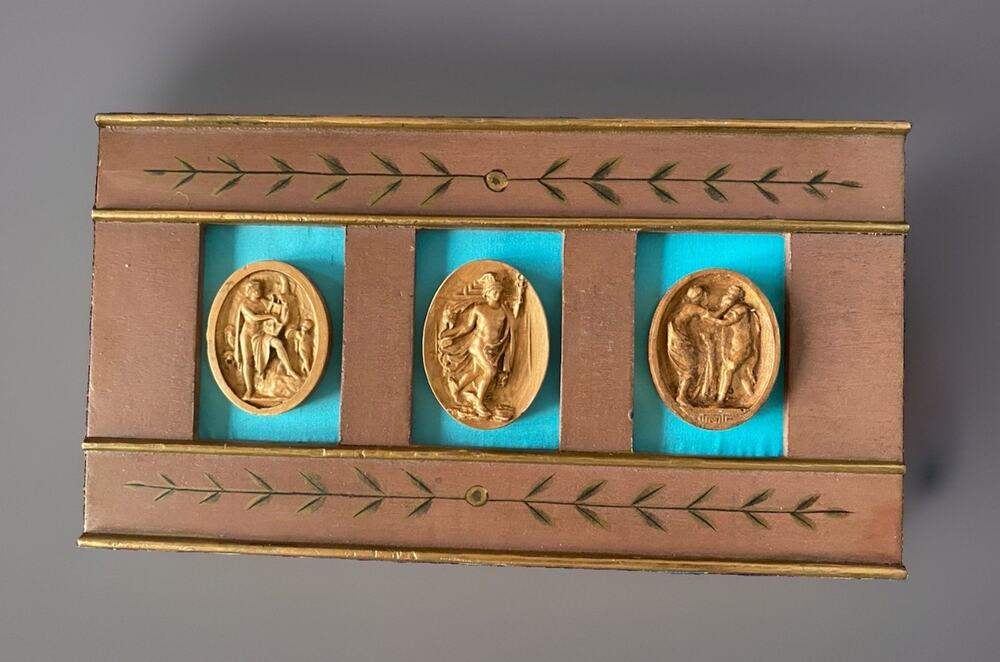 Trio of Vintage Grand Tour Intaglios Art Plaster Framed Classical Cameos 11"x6"